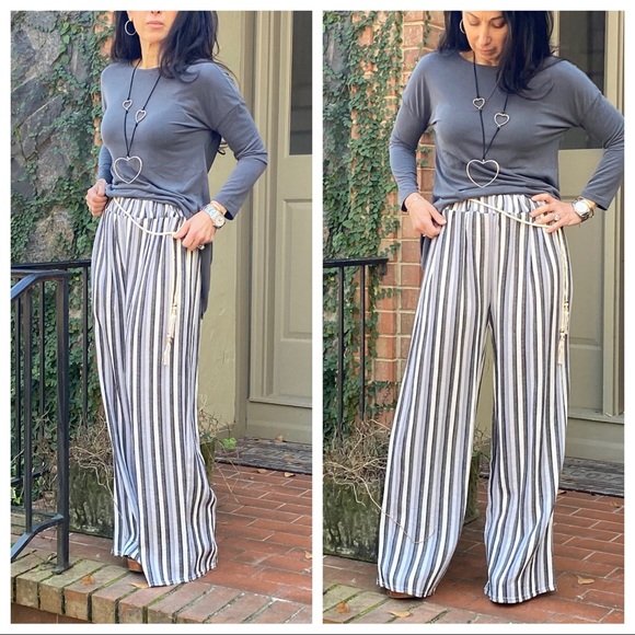 ✨MADE IN ITALY✨Gorgeous Striped wide leg pants - Picture 4 of 7